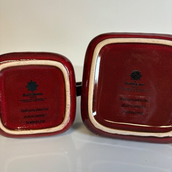 Ruff Hewn Stoneware Stitch Brick Red Cream & Sugar, Salt & Pepper Shakers 5 pcs - Picture 3 of 10